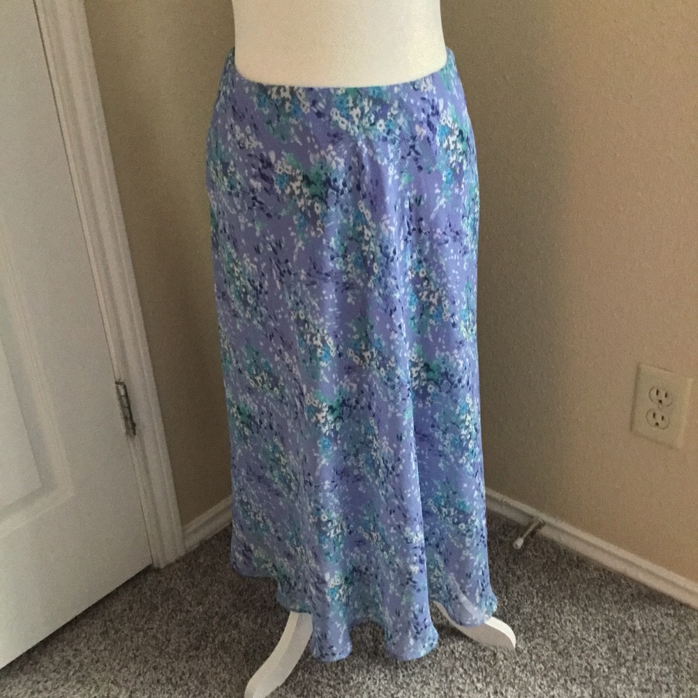 Vintage Covington Blue Floral Midi Skirt Faerie Whimsical Cottagecore